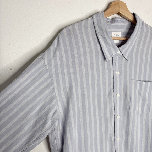 Wilfred Relaxed Fit Striped Linen Button Down Shirt Size Small - Picture 3 of 9